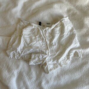 White linen shorts